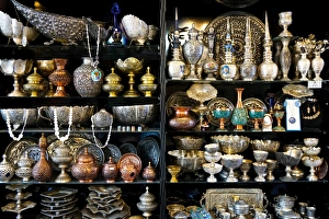 Iran Prints: Metalwork for sale, Grand Bazaar, Isfahan, Iran