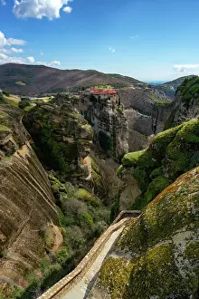 Meteora Prints: Meteora, ancient holy monastery of Varlaam seen from Great Meteoron