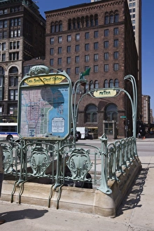 Fashion Prints: Metra rail system, station sign in the style of the Paris Metro, Chicago