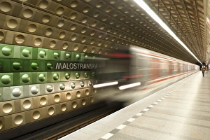 Mala Strana Prints: Metro carriages arriving at Malostranska station