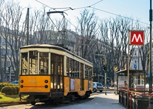 Tram Line Prints: Metro Milan and traditional tram, Milan, Lombardy, Italy, Europe