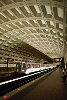 Washington Prints: Metro Station with train, Washington D. C. United States of America, North America