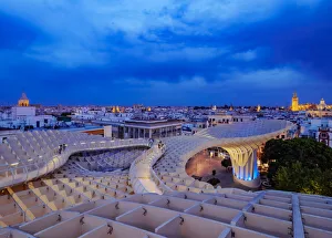 Metropol Parasol (Las Setas) at dusk, La Encarnacion Square, Seville, Andalusia, Spain