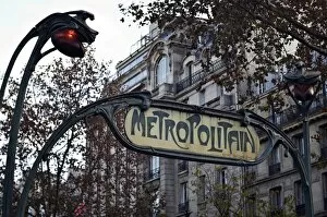 Images Dated 10th December 2011: Metropolitain sign and entrance to the Paris Metro, Paris, France, Europe