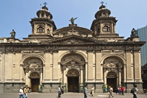 Metropolitan Cathedral Prints: The Metropolitan Cathedral dating from 1745, Plaza de Armas, Santiago, Chile