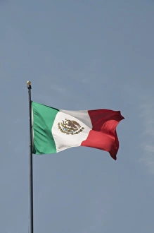 Flag Pole Prints: Mexican flag, Queretaro, Queretaro State, Mexico, North America