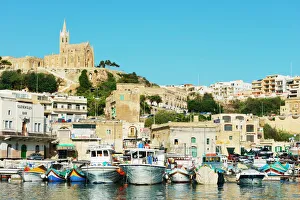 Fishing Prints: Mgarr Harbour, Gozo Island, Malta, Mediterranean, Europe