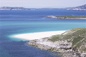 Mheilein beach of white shell-sand