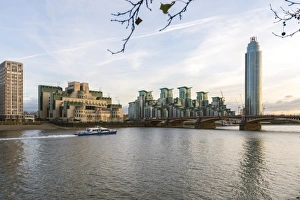 Typically British Prints: The MI5 Building, St. Georges Tower, Vauxhall Bridge and the River Thames, London