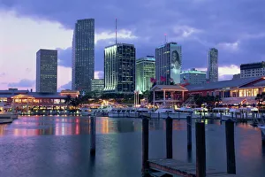 Florida Prints: Miami city skyline from Bayside