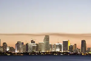 Miami Prints: Miami downtown skyline at dusk