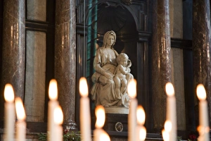 Bruge Prints: Michelangelo statue in the Church of Our Lady, Bruges, Belgium, Europe
