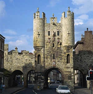 City Gates Prints: Micklegate Bar and City Wall, York, Yorkshire, England, United Kingdom, Europe