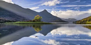 Panoramic View Prints: Mid-day winter sunlight over Loch Leven, Highland, Scotland, UK