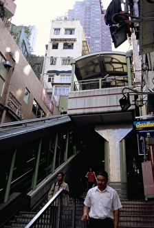 Mid Level Prints: Mid-Levels escalator, Hong Kong Island, Hong Kong, China, Asia