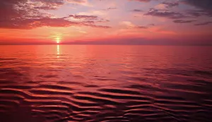 Midnight Sun off north west coast of Norway, Scandinavia, Europe