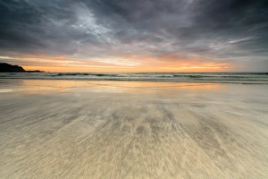 Nordland County Gallery: The midnight sun reflected on the sandy beach of Skagsanden, Ramberg, Nordland county