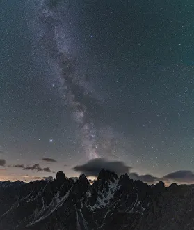 Milky Way over Cadini di Misurina mountain group, Dolomites, Belluno province, Veneto