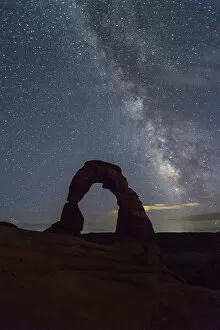 Sandstone Gallery: Milky Way above Delicate Arch, Arches National Park, Moab, Grand County, Utah, United