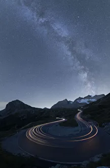 Engadine Prints: Milky Way and lights of car traces