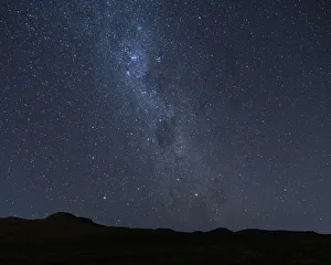 Silhouetted Gallery: The Milky Way at night, Drakensberg Mountains, Royal Natal National Park, KwaZulu-Natal Province