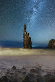 Starscape Prints: Milky Way shining on sharp rock formation of Ilheus da Rib