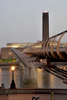 Art Galleries Prints: Millennium Bridge and Tate Modern, London, England, United Kingdom, Europe