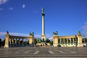 Millennium Monument, Heroes Square, Budapest, Hungary, Europe
