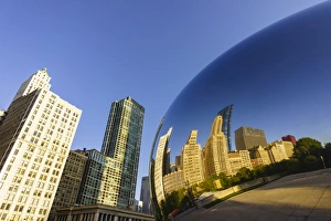 Millennium Park and the Cloud Gate sculpture, Chicago, Illinois, United States of America