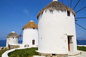 Wind Power Prints: The five mills of Mykonos (Kato Mili), Mykonos, Cyclades, Greek Islands, Greece, Europe