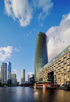 Public Spaces Prints: Millwall Inner Dock and Arena Tower, Isle of Dogs, London, England, United Kingdom, Europe