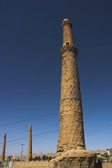 Minaret supported by steel cables to prevent it from collapse, a project undertaken by UNESCO