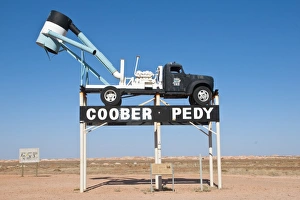 South Australia Prints: Mininig truck on stilts as sight in Coober Pedy, South Australia, Australia, Pacific