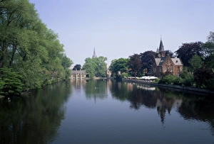Brugge Prints: Minnewater, Lake of Love, Bruges, Belgium, Europe