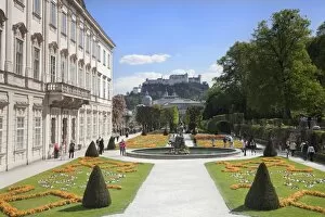 Images Dated 22nd April 2011: Mirabell Garden and Hohensalzberg Fortress, UNESCO World Heritage Site, Salzburg, Salzburger Land