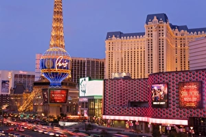 Casinos Prints: Miracle Mile Shops and Paris Casino, Las Vegas, Nevada, United States of America