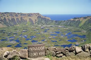 Crater Prints: Mirador or viewpoint of Volcan Rano Kau crater lake on Easter Island, Chile