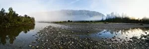 Images Dated 12th April 2011: Mist on the Waitangitanoa River at sunrise, Westland National Park, UNESCO World Heritage Site