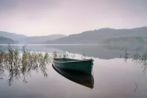 Ethereal Gallery: A misty autumn morning at Kinlochard, Loch Ard, Aberfoyle, The Lomond and trossachs National Park