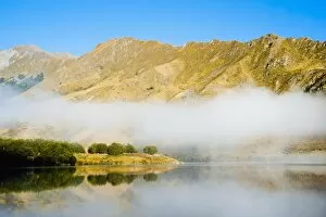 Images Dated 8th April 2011: Misty dawn reflections at Lake Moke, Queenstown, Otago, South Island, New Zealand, Pacific