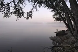 Misty morning, Malberg Lake, Boundary Waters Canoe Area Wilderness, Superior National Forest