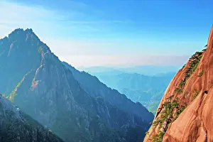 Sights Prints: Misty mountain views of Huangshan with rugged peaks and vast valleys in Anhui Province