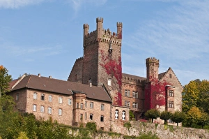 Hesse Prints: The Mittelburg (Middle Castle) in Neckarsteinach, Hesse, Germany, Europe