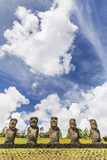Art And Craft Prints: Moai at Ahu Akivi, the first restored altar