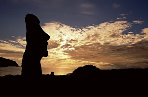 Stone Carving Prints: Moai, Easter Island (Rapa Nui), Chile, South America