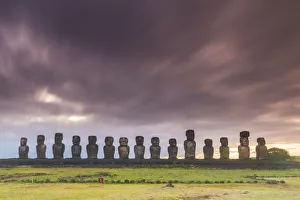 Moai heads of Easter Island, Rapa Nui National Park, UNESCO World Heritage Site