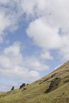 Moai Prints: Moai quarry, Ranu Raraku Volcano, Easter Island (Rapa Nui), Chile, South America