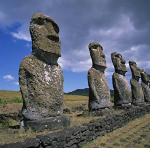 Ahu Akivi Prints: Moai statues, Ahu Akivi, Easter Island (Rapa Nui), UNESCO World Heritage Site