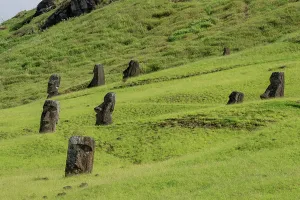 Artistry Prints: Moai statues at Rano Raraku quarry in Easter Island show ancient artistic creations