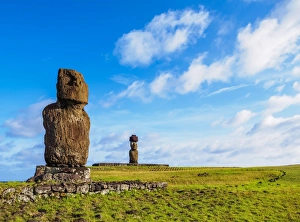 Anthropomorphic Face Prints: Moais in Tahai Archaeological Complex, Rapa Nui National Park, UNESCO World Heritage Site